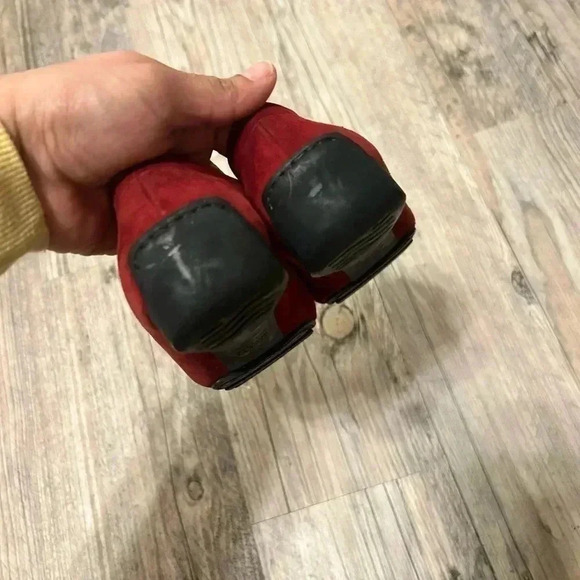 Stuart Weitzman RED Suede Leather Jeweled Loafers 6.5 - Picture 6 of 11